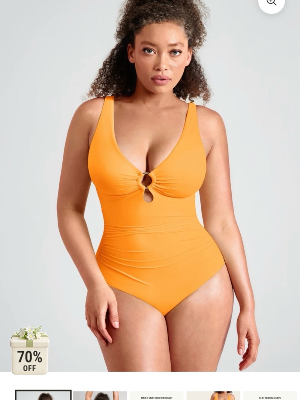 Sculpting Orange Keyhole One-Piece Swimsuit